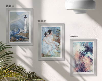 Ensemble de 3 tableaux Phare abstrait peint et danseurs