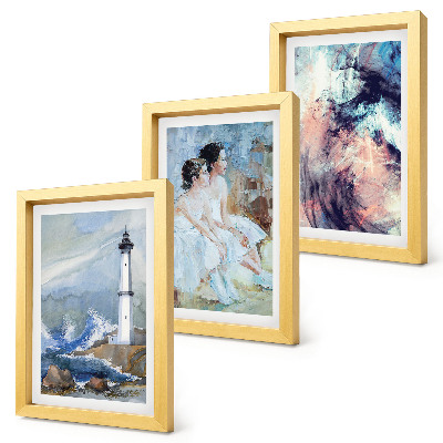 Ensemble de 3 tableaux Phare abstrait peint et danseurs