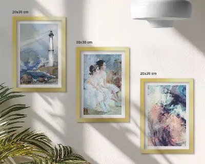 Ensemble de 3 tableaux phare abstrait peint avec des danseurs