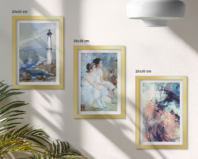 Ensemble de 3 tableaux Phare abstrait peint et danseurs