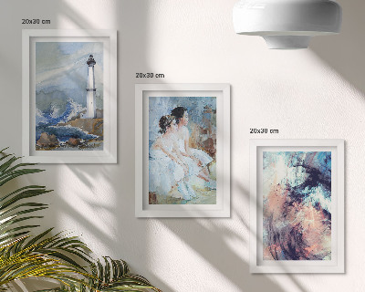 Ensemble de 3 tableaux Phare abstrait peint et danseurs