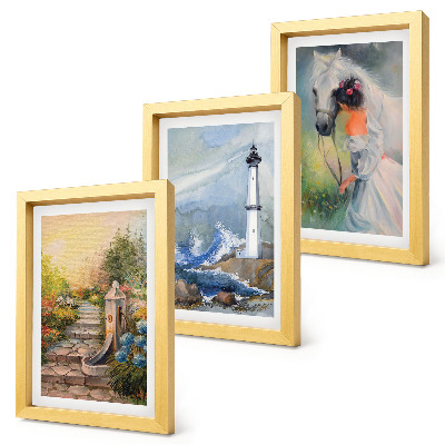 Mur de cadres Paysages naturels, phare et jeune fille avec un cheval