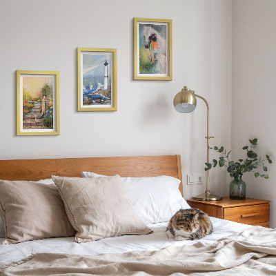 Mur de cadres Paysages naturels, phare et jeune fille avec un cheval