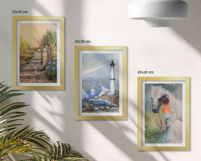 Mur de cadres Paysages naturels, phare et jeune fille avec un cheval