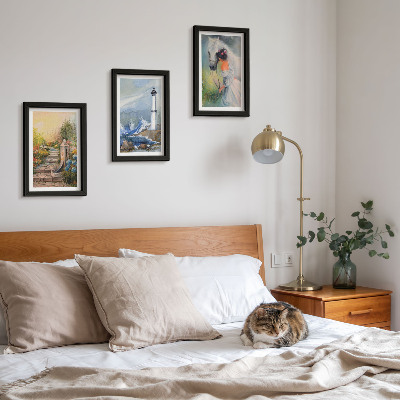 Mur de cadres Paysages naturels, phare et jeune fille avec un cheval