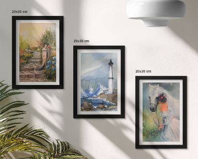 Mur de cadres Paysages naturels, phare et jeune fille avec un cheval