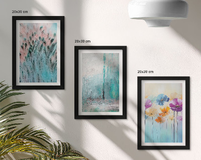 Lot de 3 tableaux Des fleurs sur un fond de couleurs pastel et de motifs délicats