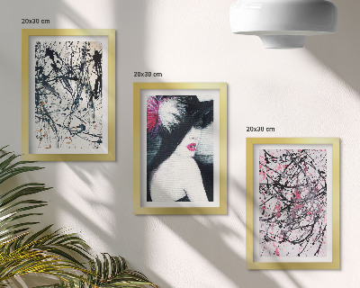 Ensemble de 3 tableaux Motifs de peinture abstraits femme au chapeau