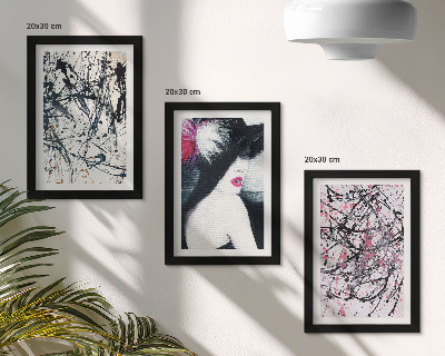Ensemble de 3 tableaux Motifs de peinture abstraits femme au chapeau