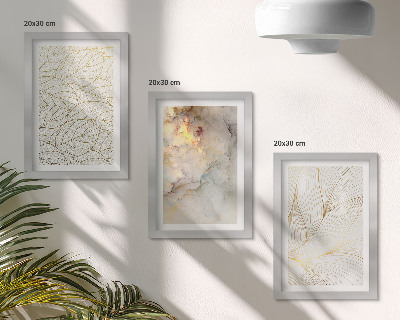 Mur de cadres Motifs linéaires de feuilles, marbre abstrait