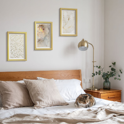 Mur de cadres Motifs linéaires de feuilles, marbre abstrait