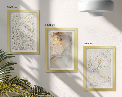 Mur de cadres Motifs linéaires de feuilles, marbre abstrait