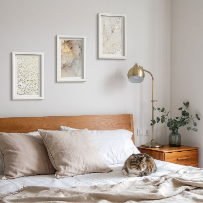 Mur de cadres Motifs linéaires de feuilles, marbre abstrait