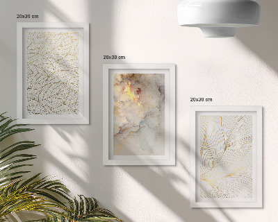 Mur de cadres Motifs linéaires de feuilles, marbre abstrait
