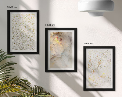 Mur de cadres Motifs linéaires de feuilles, marbre abstrait