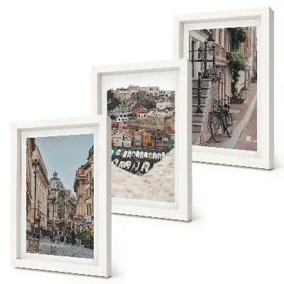 Lot de 3 tableaux rues charmantes avec vue sur le port et les bâtiments