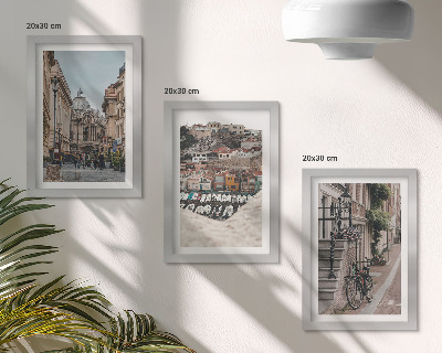 Lot de 3 tableaux Rues charmantes de la ville offrant des vues sur le port et les bâtiments