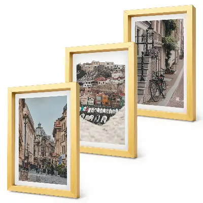 Lot de 3 tableaux rues charmantes avec vue sur le port et les bâtiments