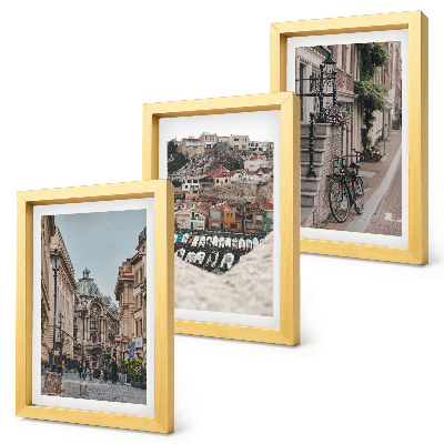 Lot de 3 tableaux Rues charmantes de la ville offrant des vues sur le port et les bâtiments
