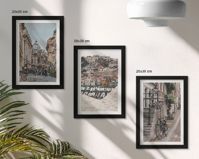Lot de 3 tableaux Rues charmantes de la ville offrant des vues sur le port et les bâtiments