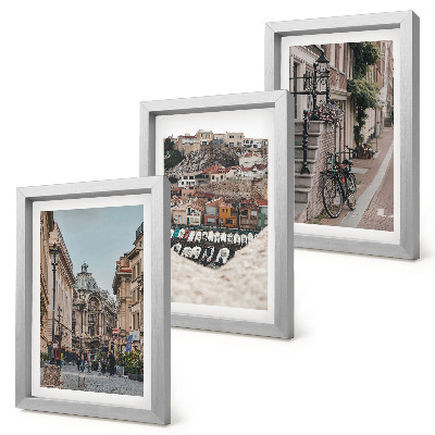 Lot de 3 tableaux Rues charmantes de la ville offrant des vues sur le port et les bâtiments