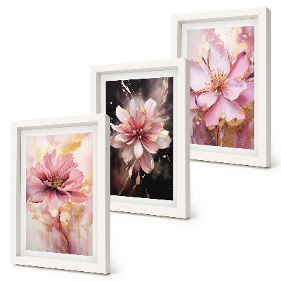 Mur de cadres Compositions florales dans les tons de rose et de blanc