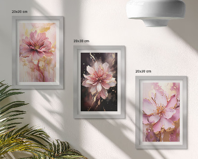Mur de cadres Compositions florales dans les tons de rose et de blanc