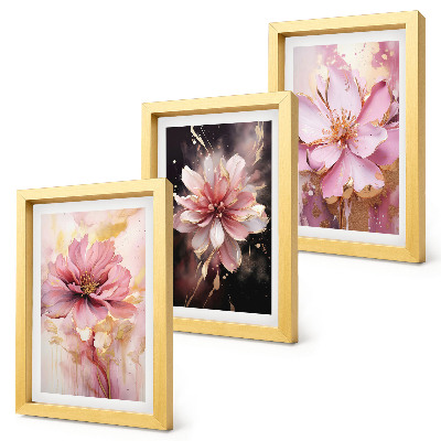 Mur de cadres Compositions florales dans les tons de rose et de blanc