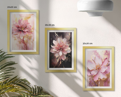 Mur de cadres Compositions florales dans les tons de rose et de blanc