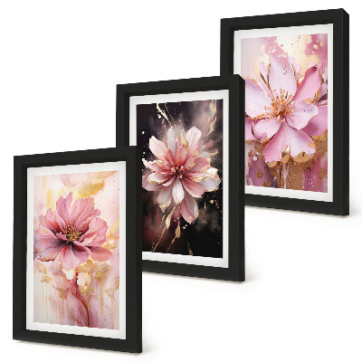 Mur de cadres Compositions florales dans les tons de rose et de blanc