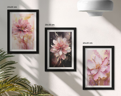 Mur de cadres Compositions florales dans les tons de rose et de blanc
