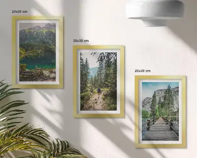 Ensemble de 3 tableaux représentant des montagnes, des lacs, des forêts et des sentiers dans la nature