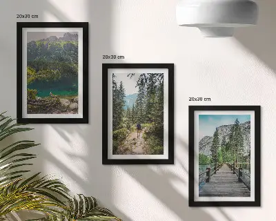 Ensemble de 3 tableaux représentant des montagnes, des lacs, des forêts et des sentiers dans la nature
