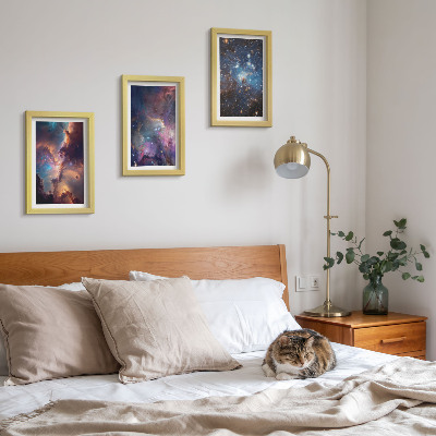 Lot de 3 tableaux Paysages spatiaux avec étoiles et nébuleuses