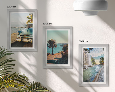 Mur de cadres Paysages de vacances avec palmiers et cascade