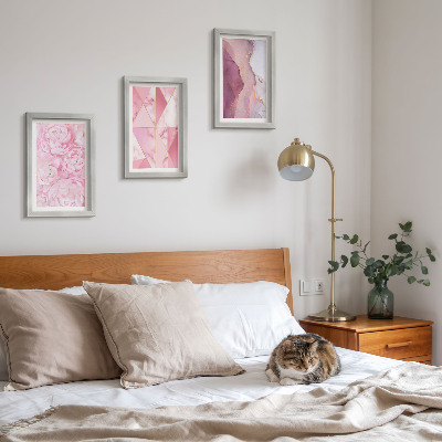Mur de cadres Motifs géométriques de pivoines roses