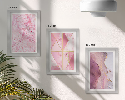Mur de cadres Motifs géométriques de pivoines roses
