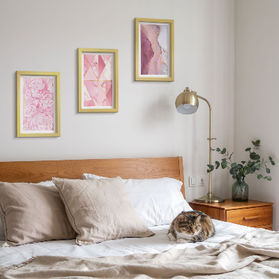 Mur de cadres Motifs géométriques de pivoines roses