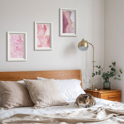 Mur de cadres Motifs géométriques de pivoines roses