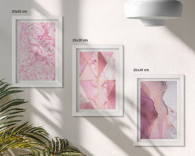Mur de cadres Motifs géométriques de pivoines roses