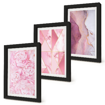 Mur de cadres Motifs géométriques de pivoines roses