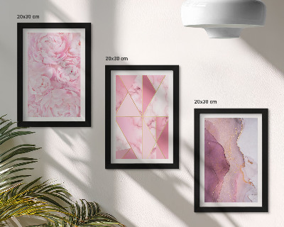 Mur de cadres Motifs géométriques de pivoines roses