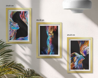 Lot de 3 tableaux Abstractions colorées avec des visages et des formes dynamiques