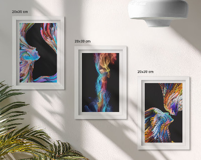 Lot de 3 tableaux Abstractions colorées avec des visages et des formes dynamiques