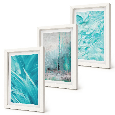 Ensemble de 3 tableaux Nuances de bleu dans des motifs abstraits délicats