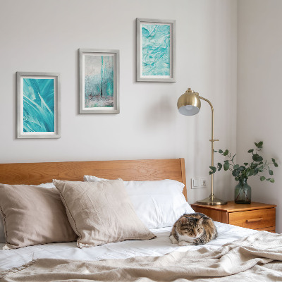 Ensemble de 3 tableaux Nuances de bleu dans des motifs abstraits délicats
