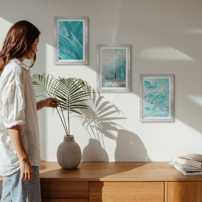 Ensemble de 3 tableaux Nuances de bleu dans des motifs abstraits délicats
