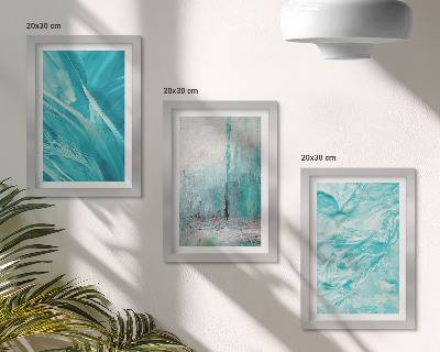 Ensemble de 3 tableaux Nuances de bleu dans des motifs abstraits délicats