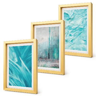 Ensemble de 3 tableaux Nuances de bleu dans des motifs abstraits délicats