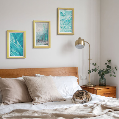 Ensemble de 3 tableaux Nuances de bleu dans des motifs abstraits délicats